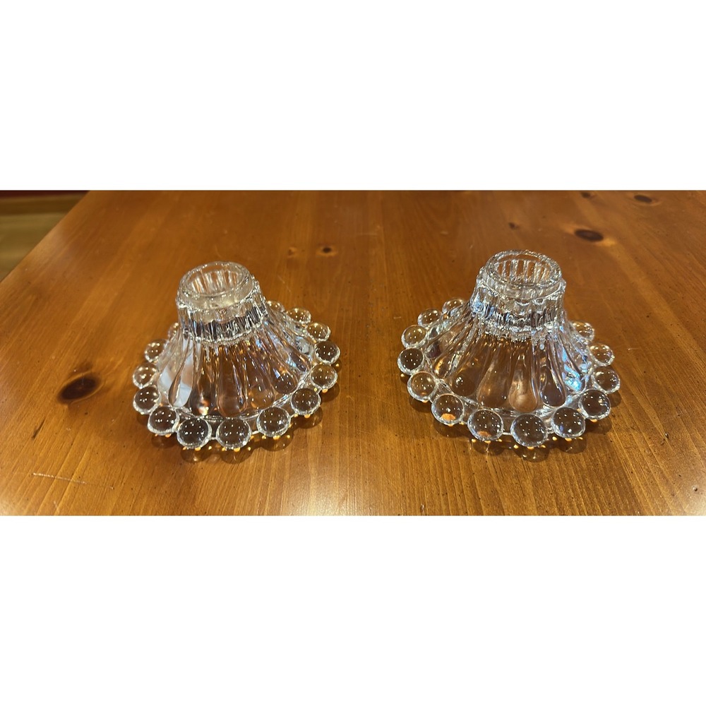 Vintage pair of Boopie  Clear Glass Candle Holders